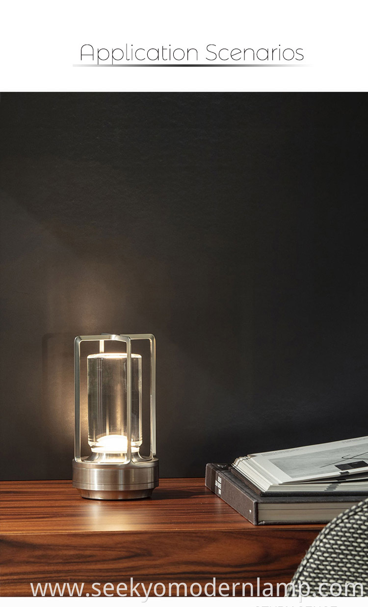 The lamp is made with a crystal or glass body, giving it a stylish and elegant appearance.